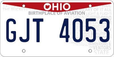 OH license plate GJT4053