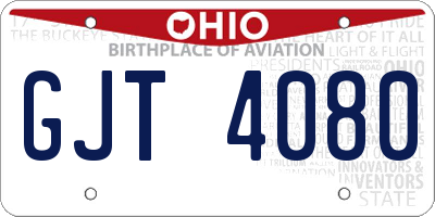 OH license plate GJT4080