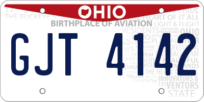 OH license plate GJT4142