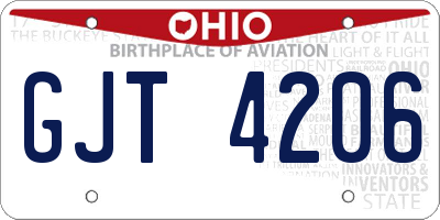 OH license plate GJT4206