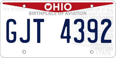 OH license plate GJT4392