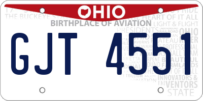 OH license plate GJT4551
