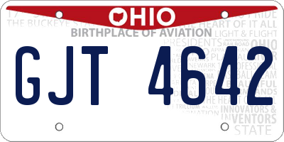 OH license plate GJT4642