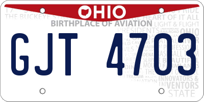 OH license plate GJT4703