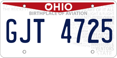 OH license plate GJT4725
