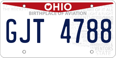 OH license plate GJT4788