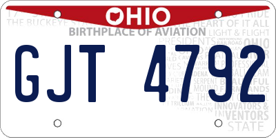 OH license plate GJT4792