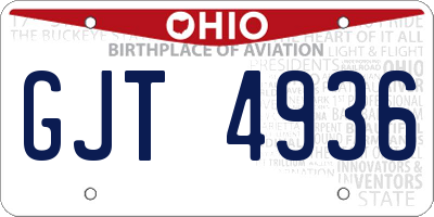 OH license plate GJT4936