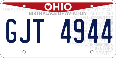 OH license plate GJT4944