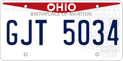 OH license plate GJT5034