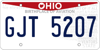 OH license plate GJT5207