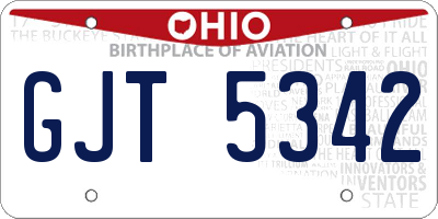 OH license plate GJT5342