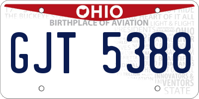 OH license plate GJT5388
