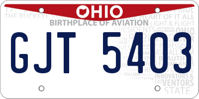 OH license plate GJT5403