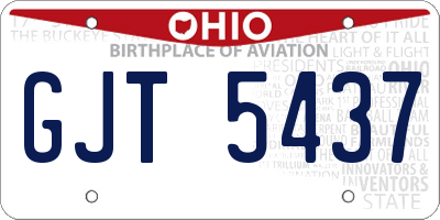 OH license plate GJT5437