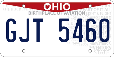 OH license plate GJT5460