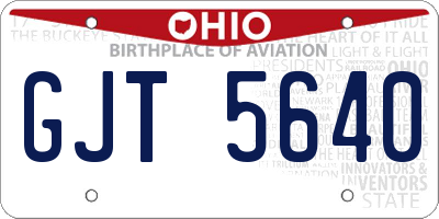 OH license plate GJT5640