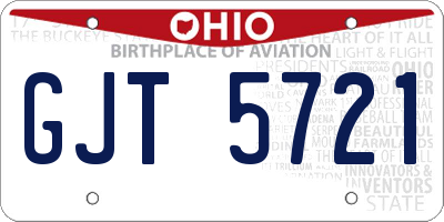 OH license plate GJT5721