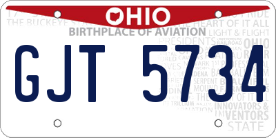 OH license plate GJT5734