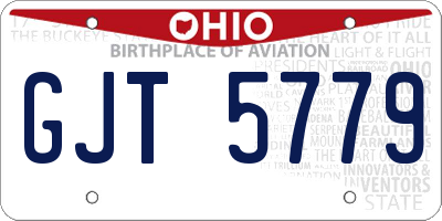 OH license plate GJT5779