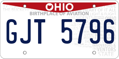 OH license plate GJT5796
