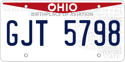 OH license plate GJT5798
