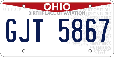 OH license plate GJT5867