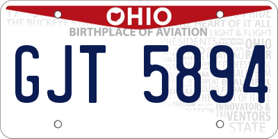 OH license plate GJT5894