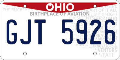 OH license plate GJT5926