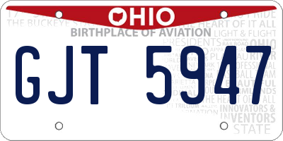 OH license plate GJT5947