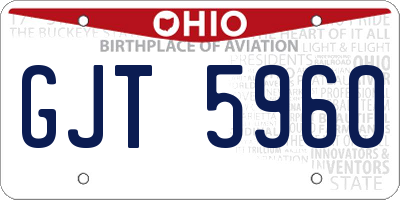 OH license plate GJT5960
