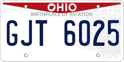 OH license plate GJT6025