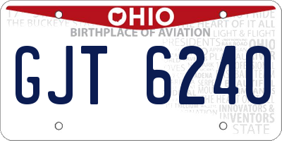 OH license plate GJT6240