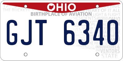 OH license plate GJT6340