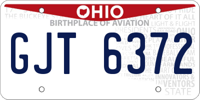 OH license plate GJT6372