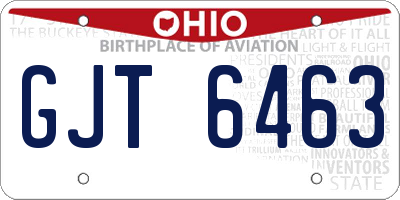 OH license plate GJT6463