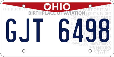 OH license plate GJT6498