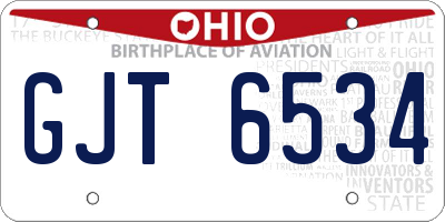 OH license plate GJT6534