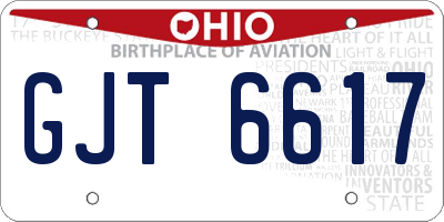 OH license plate GJT6617