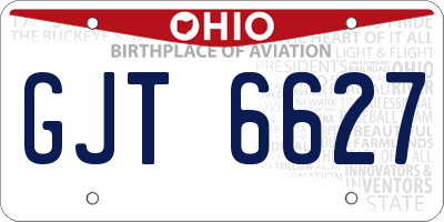 OH license plate GJT6627