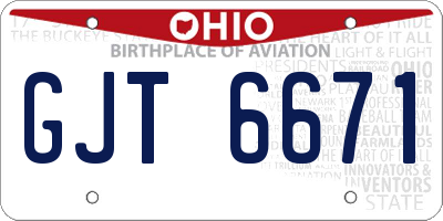 OH license plate GJT6671