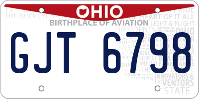 OH license plate GJT6798