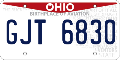 OH license plate GJT6830