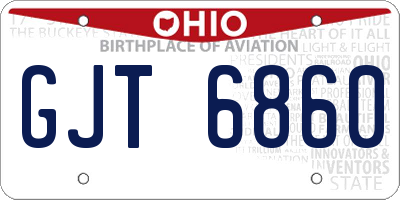 OH license plate GJT6860