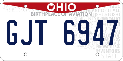 OH license plate GJT6947