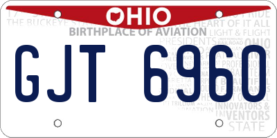 OH license plate GJT6960