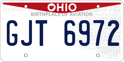 OH license plate GJT6972