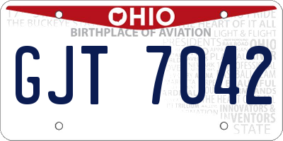 OH license plate GJT7042