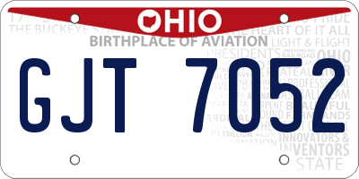 OH license plate GJT7052