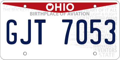 OH license plate GJT7053